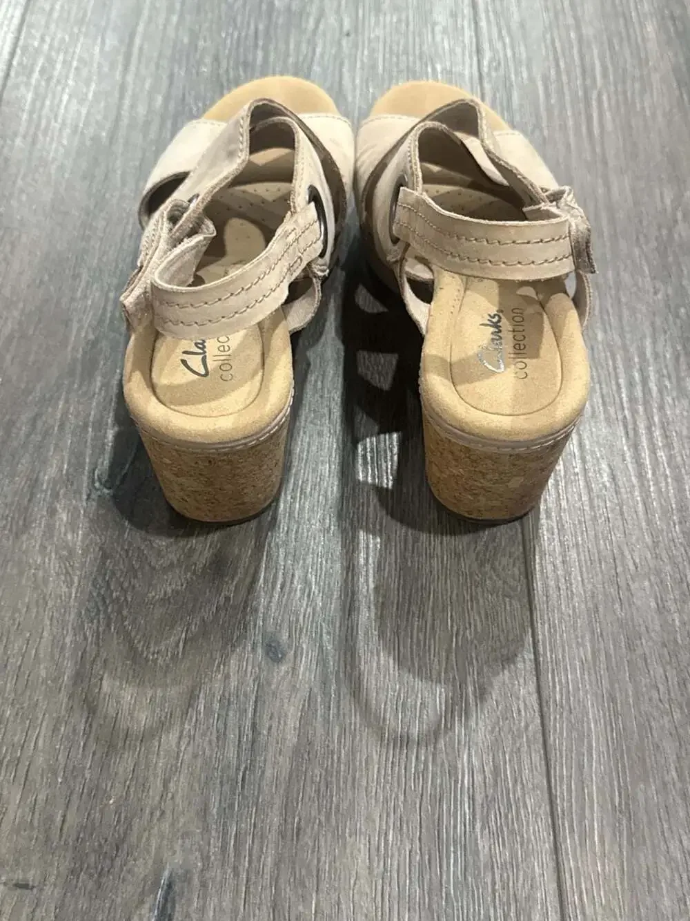 Clarks Collection Annadel Eirwyn Beige Suede Wedge Sandals